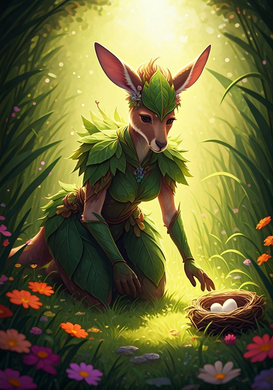 Anime Kangaroo Druid in Emerald Meadow