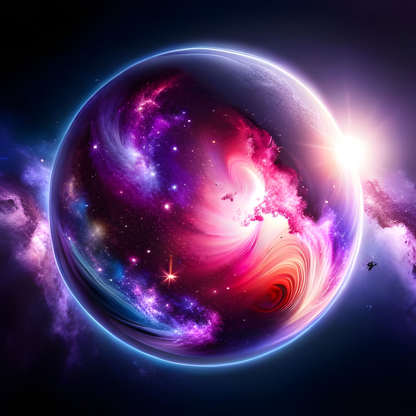 Majestic Glass Orb Containing Colorful Cosmic Galaxies