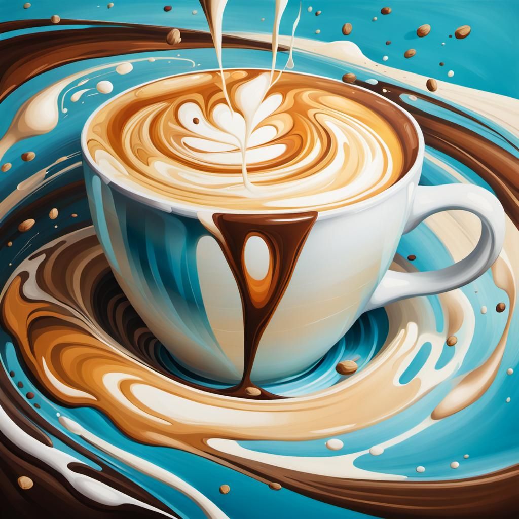 Hyperrealistic Abstract Latte Art Splash Art