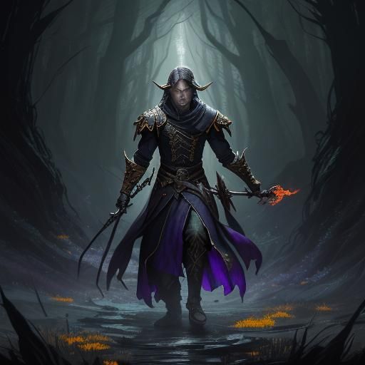 Wood Elf High Lord in Dark Fantasy Style