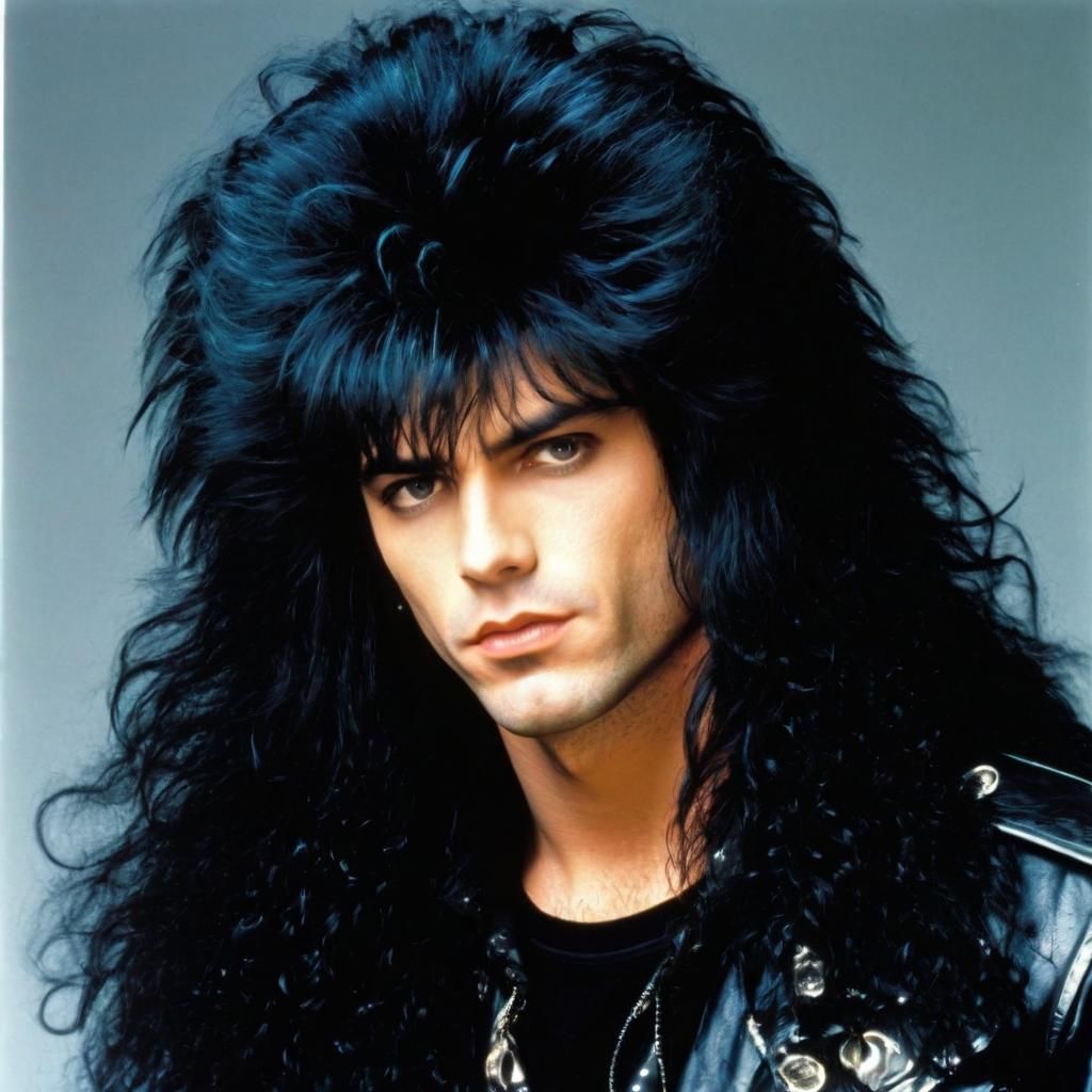 Glam Rock Mullet with Teased Bangs and Curls