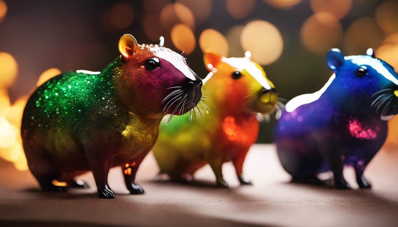 Realistic Multicolored Blown Glass Capybara Sculpture