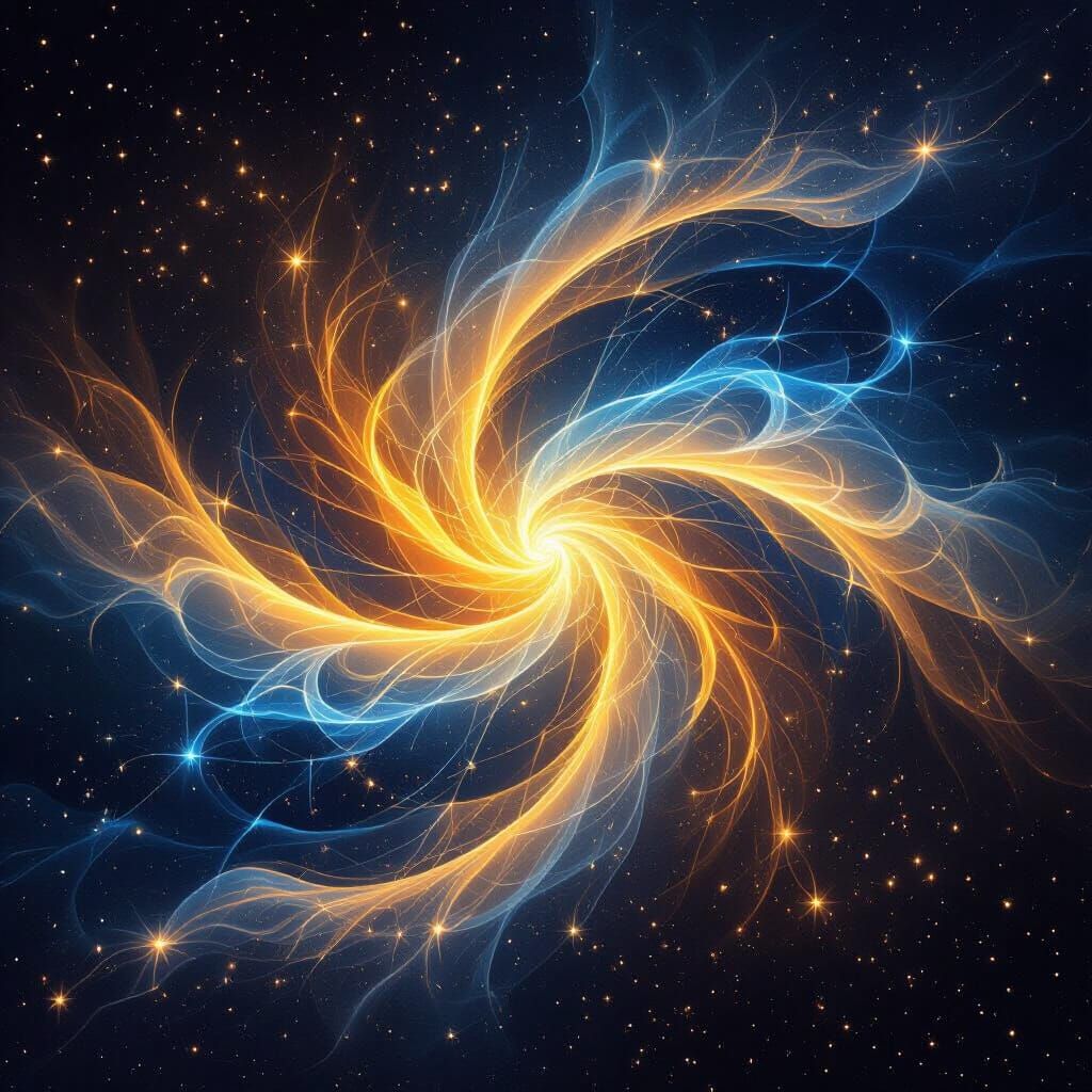 Cosmic Dance of Merging Stars in Vibrant Digital Art