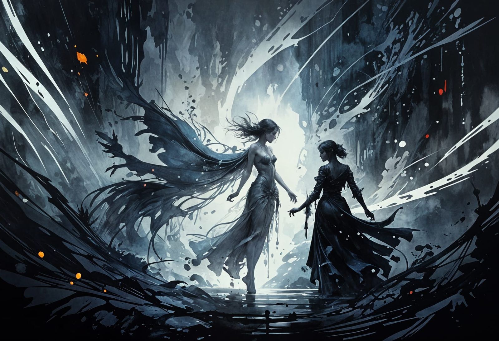 Ethereal Encounter in Vibrant Watercolor