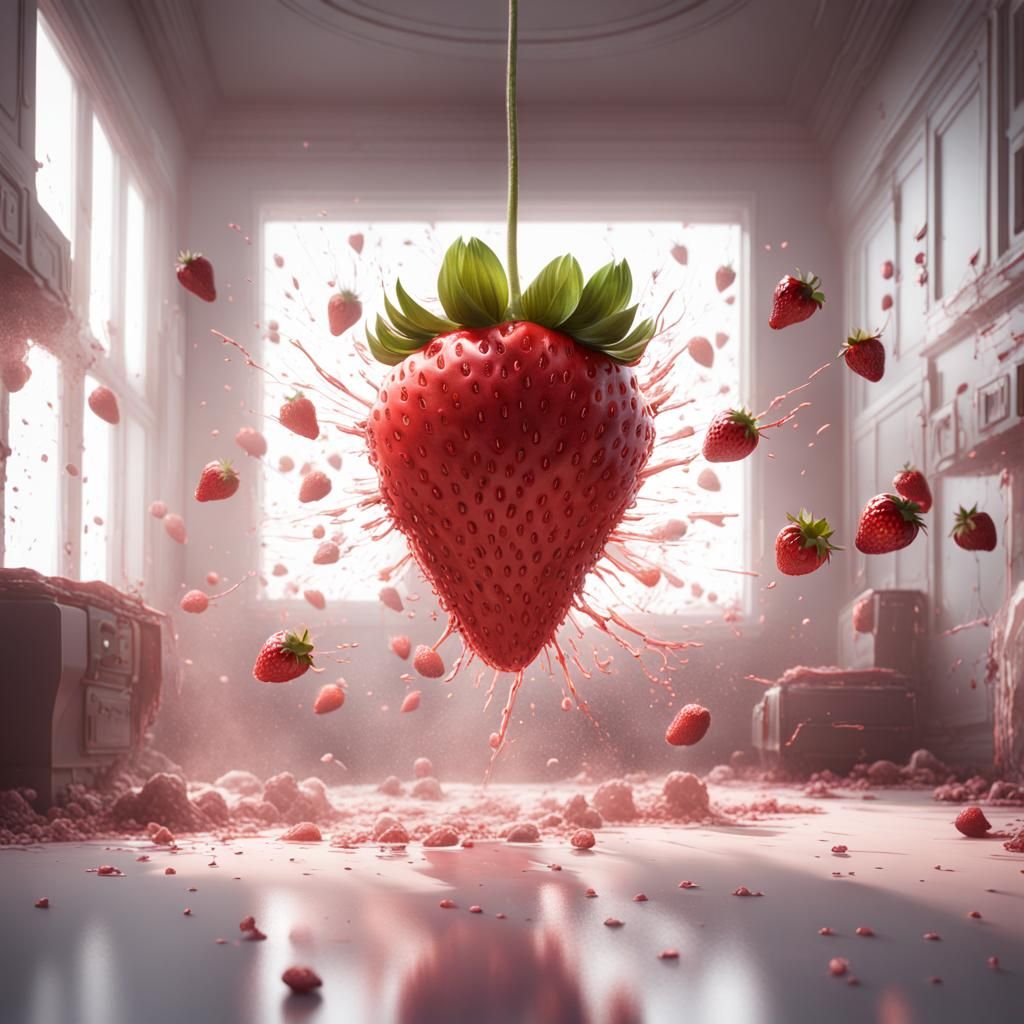 Nuclear Strawberry Explosion in White Room