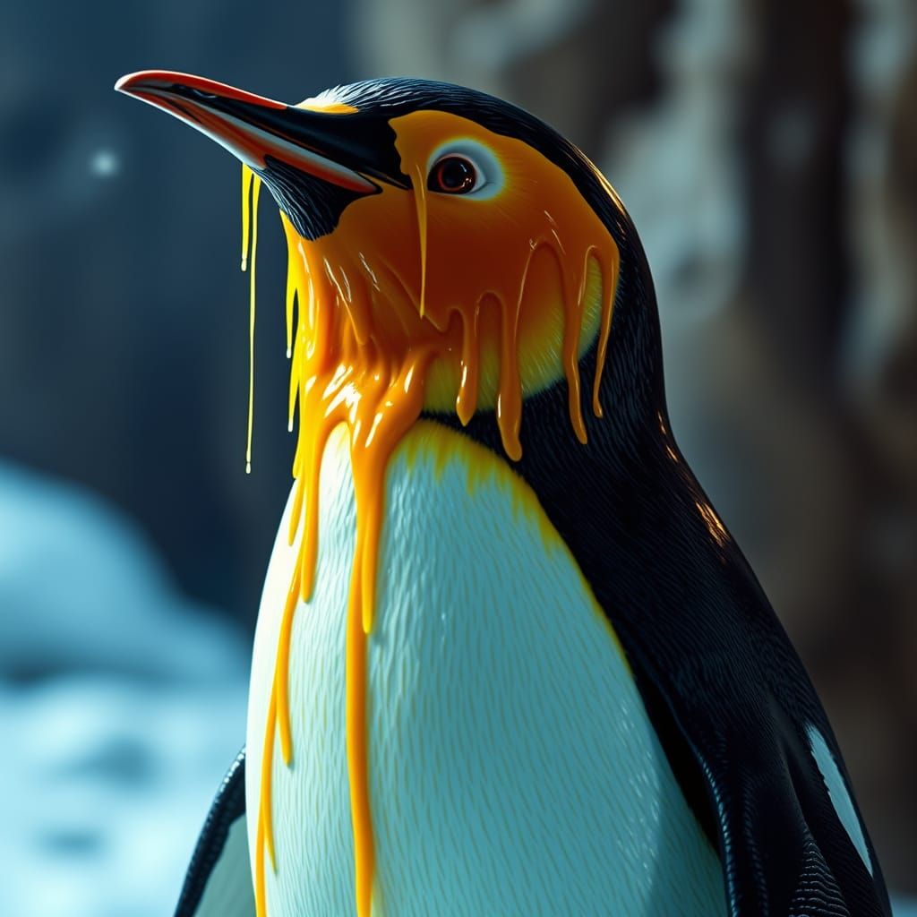 Futuristic Penguin in Mission: Impossible Style