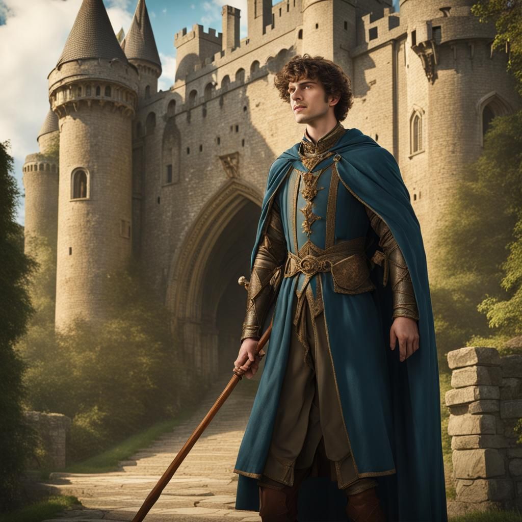 Fantasy Jester Guarding a Castle
