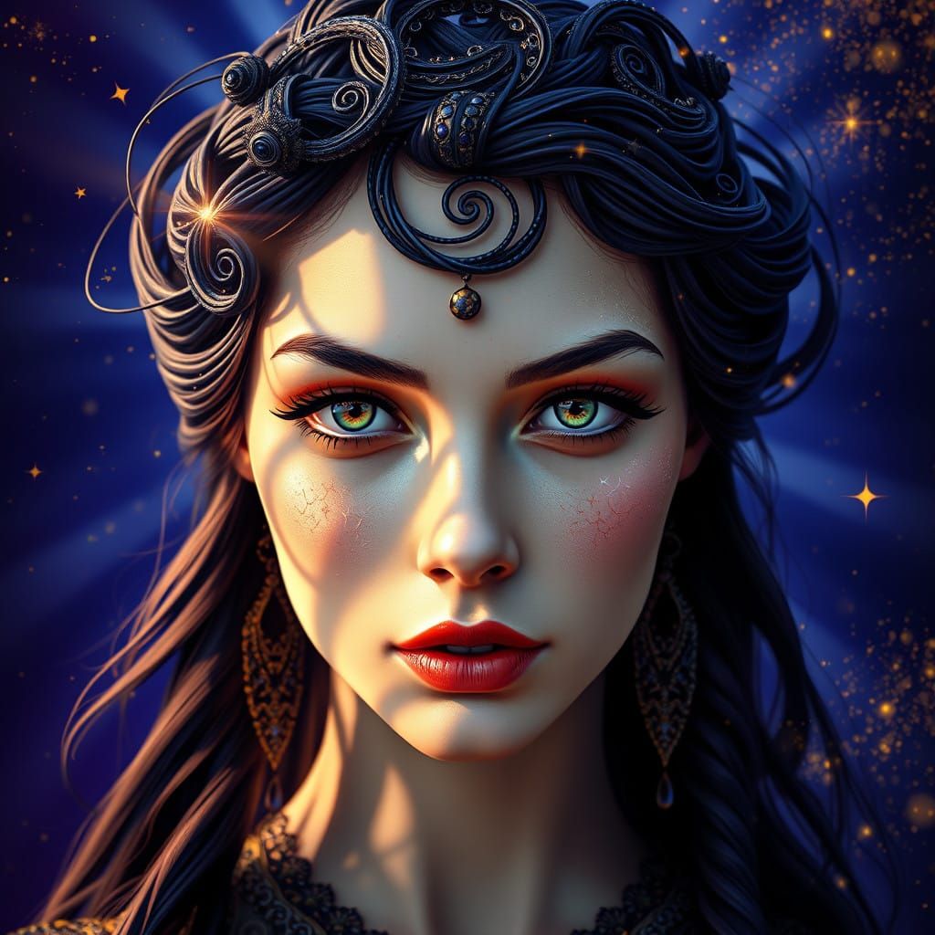 Mystical Woman Embodies Infinity in Ethereal Beauty