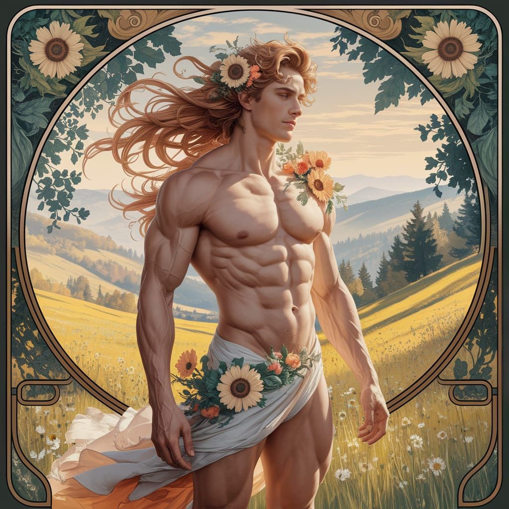 Summer Man in Art Nouveau Style