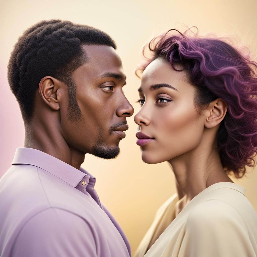 Harmonious Couple Portrait in Soft Pastel Hues