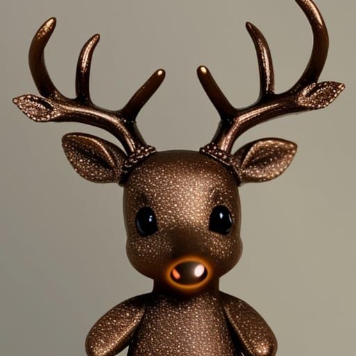 Adorable Bronze Deer with a Glowing Effect