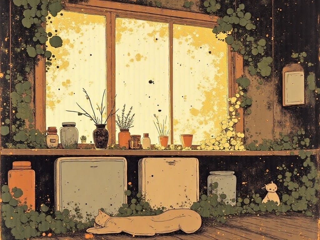 Nostalgic 1990s Kitchen Morning in Golden Hour Light