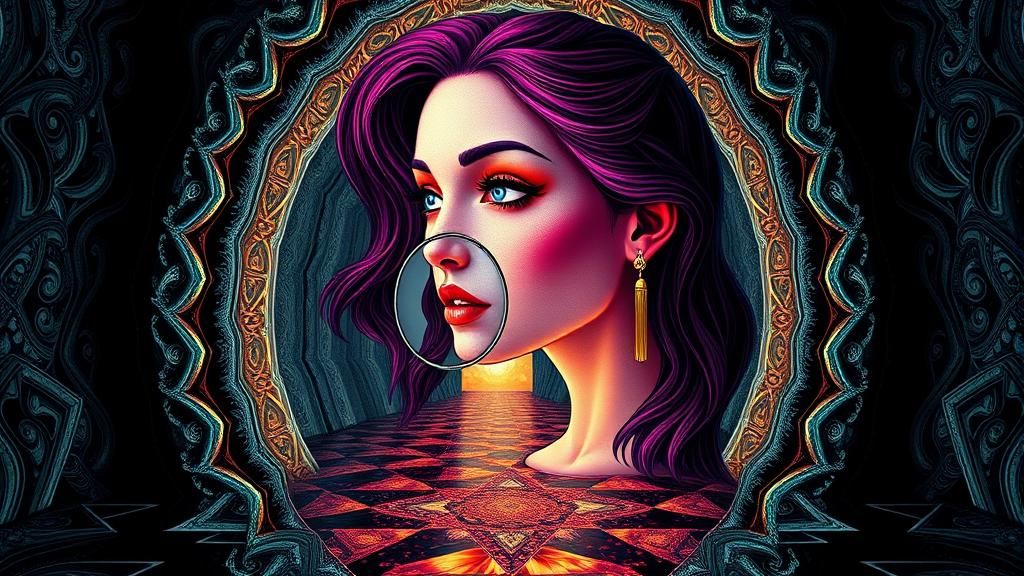 Surreal Symmetrical Portrait in Fantasy Mirror World