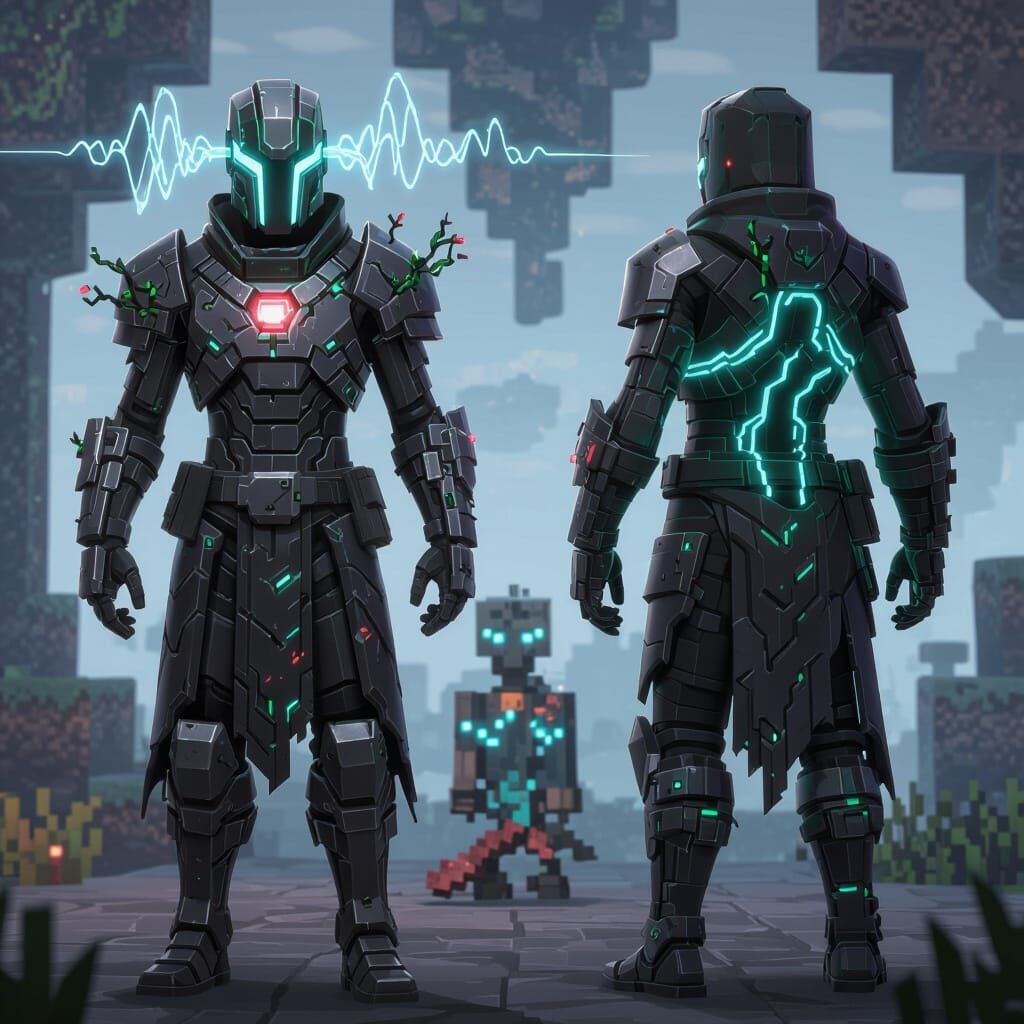 Cyberpunk Minecraft Warden Fortnite Skin Concept Art