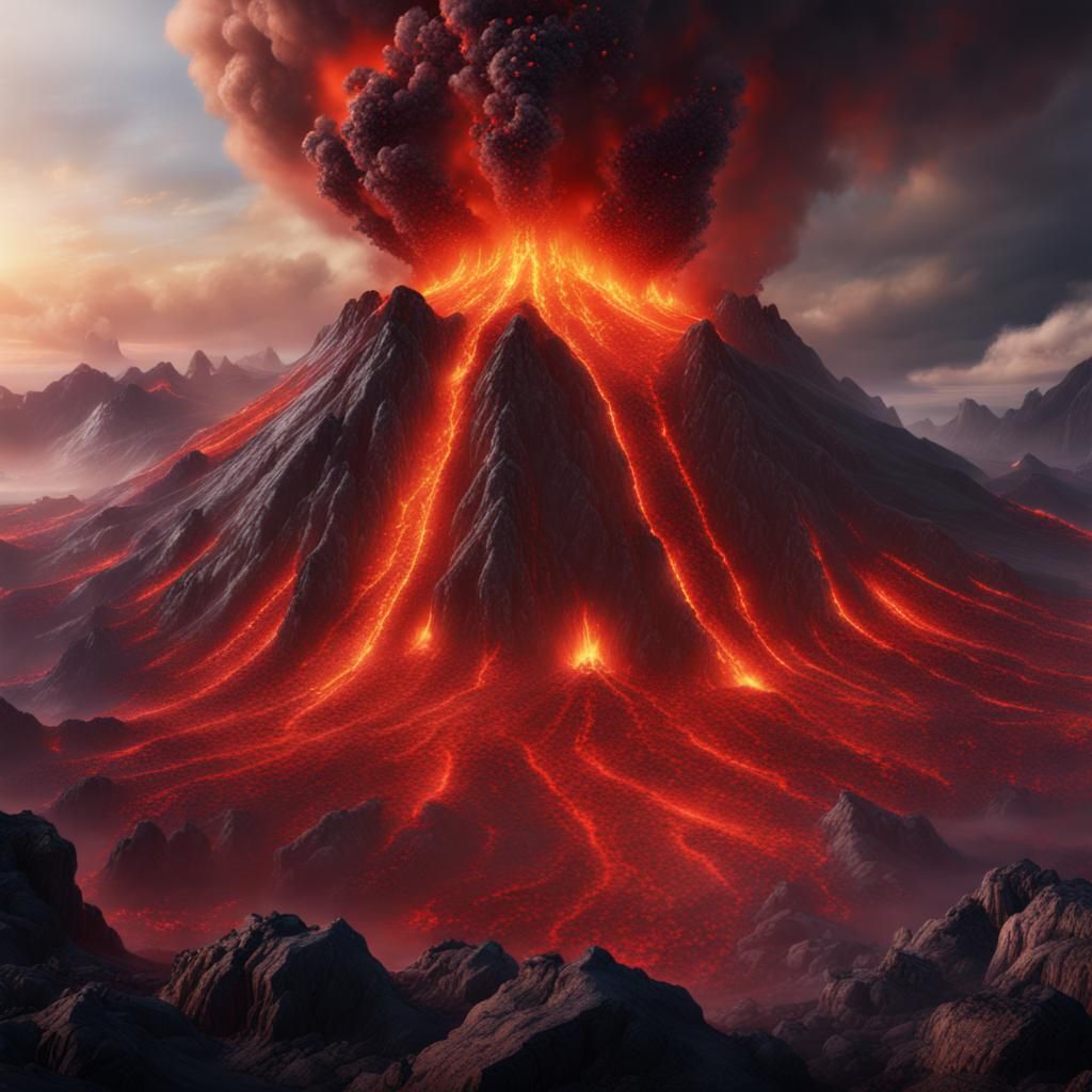 Volcano Eruption: Detailed Matte Painting in 8k