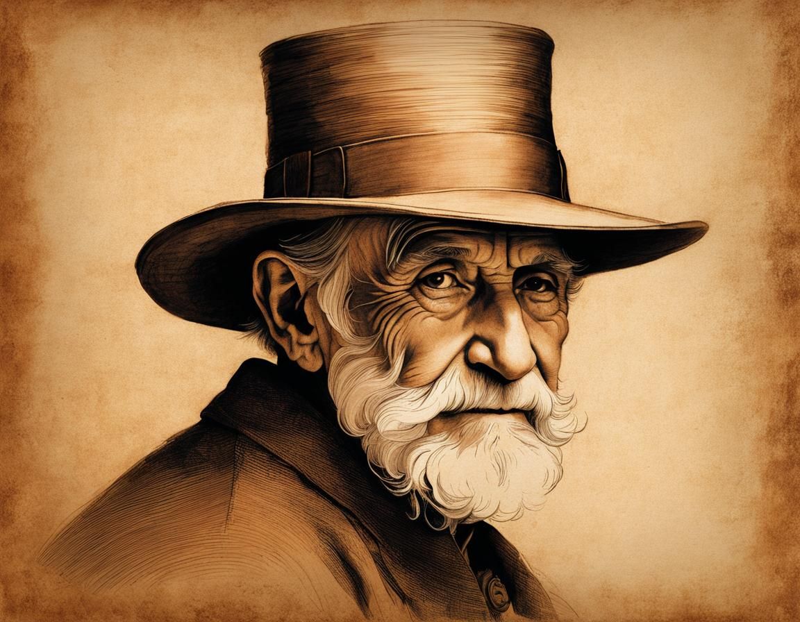 Old Man Portrait in Pencil Sketch Style