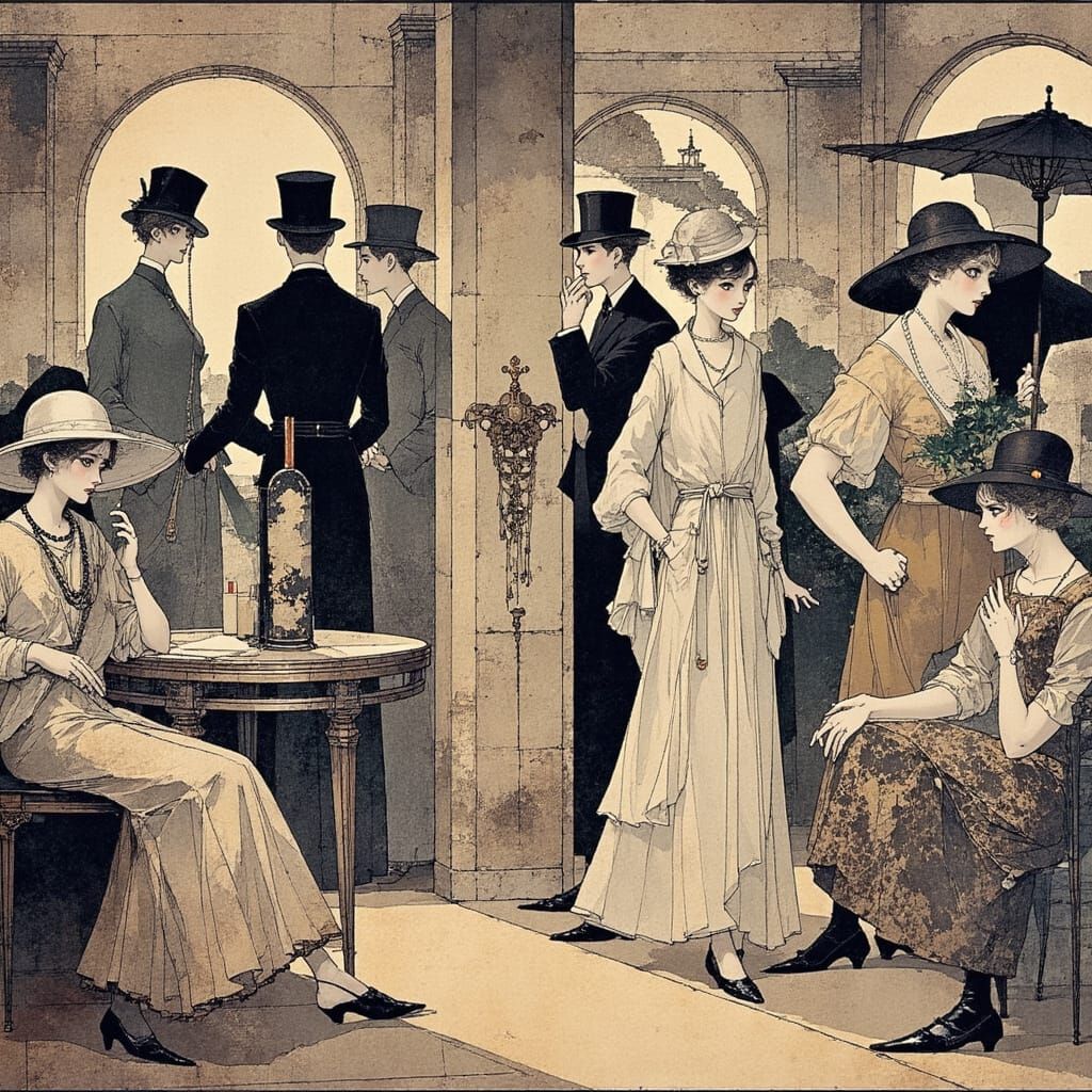 Sophisticated Woman in 1920s Haute Couture