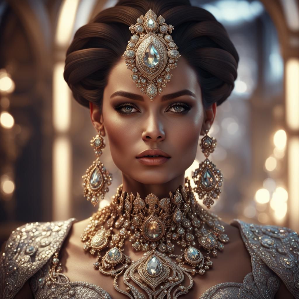 Elegant Woman in Luxurious Setting: 3D Rendering