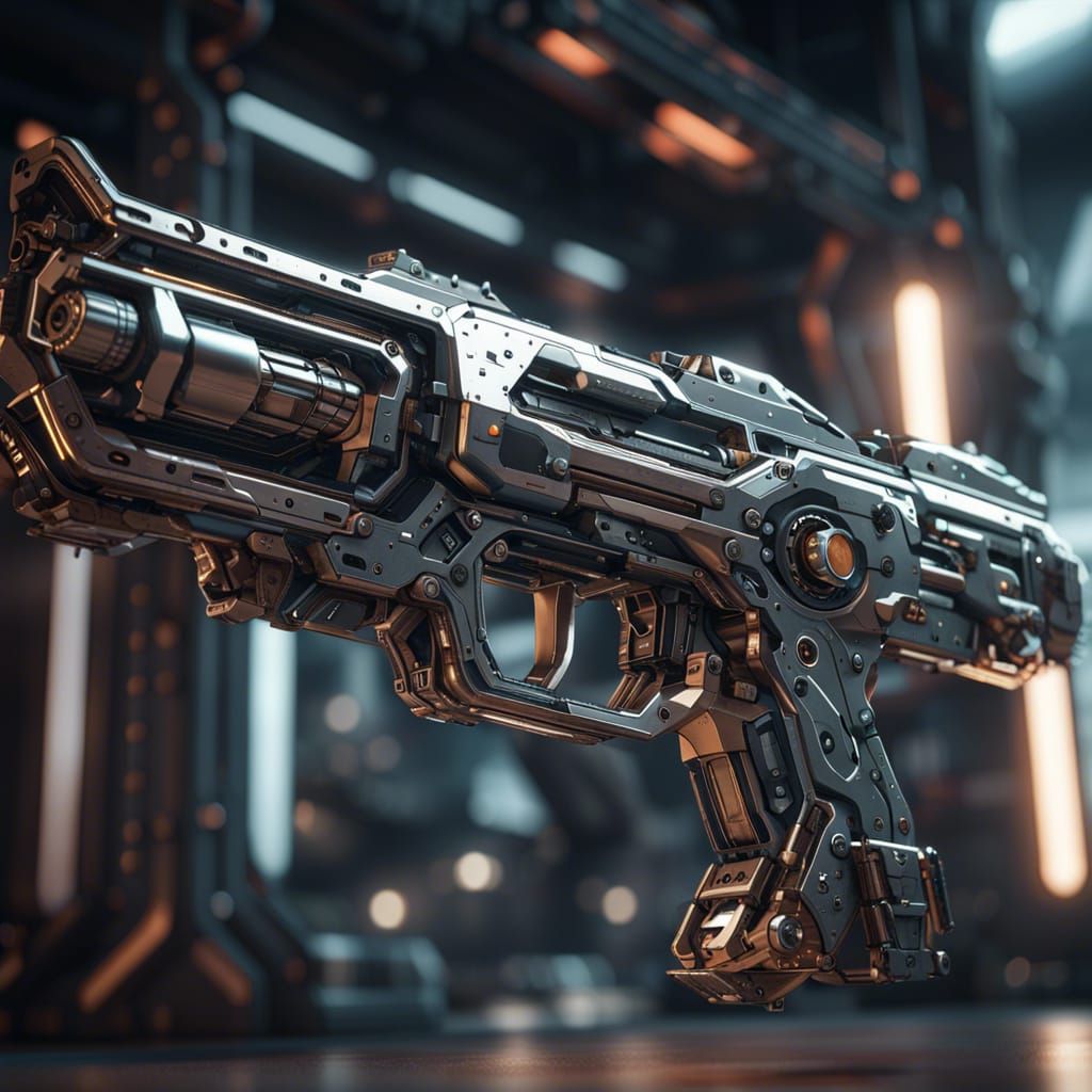 Futuristic Sci-Fi Gun with Intricate Mech Details