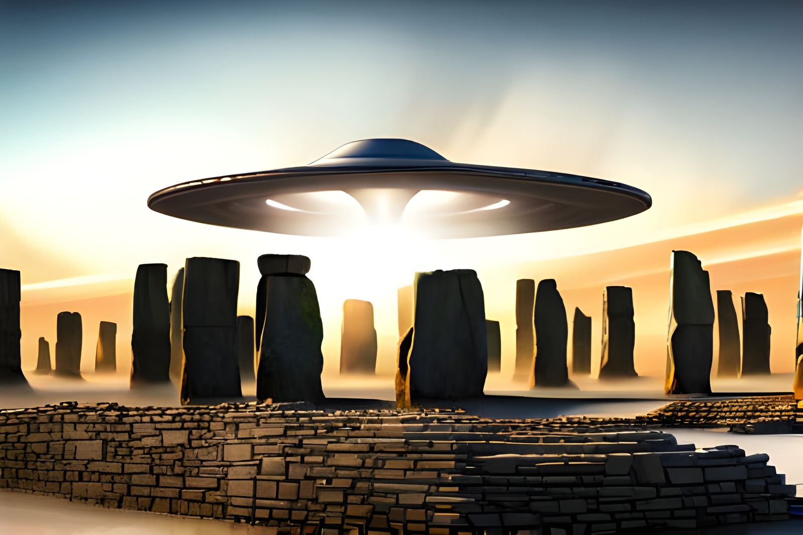Realistic UFO Over Stonehenge in High Definition