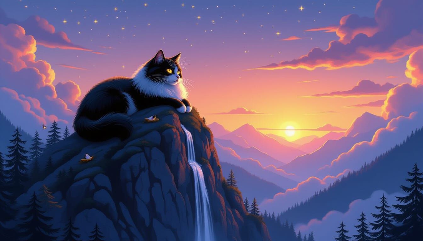Giant Cat Mountain Spirit at Twilight
