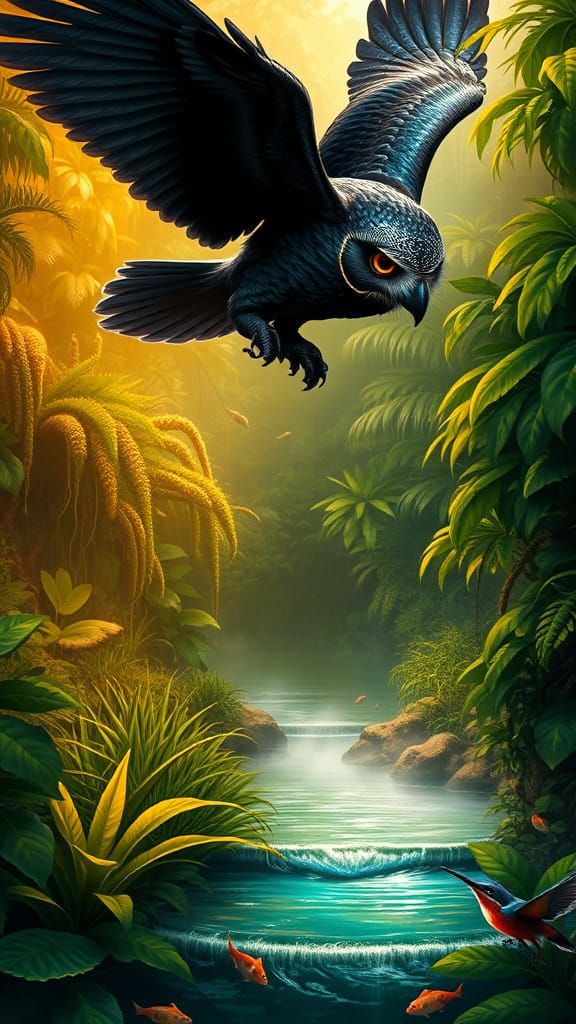 Owl and kingfisher