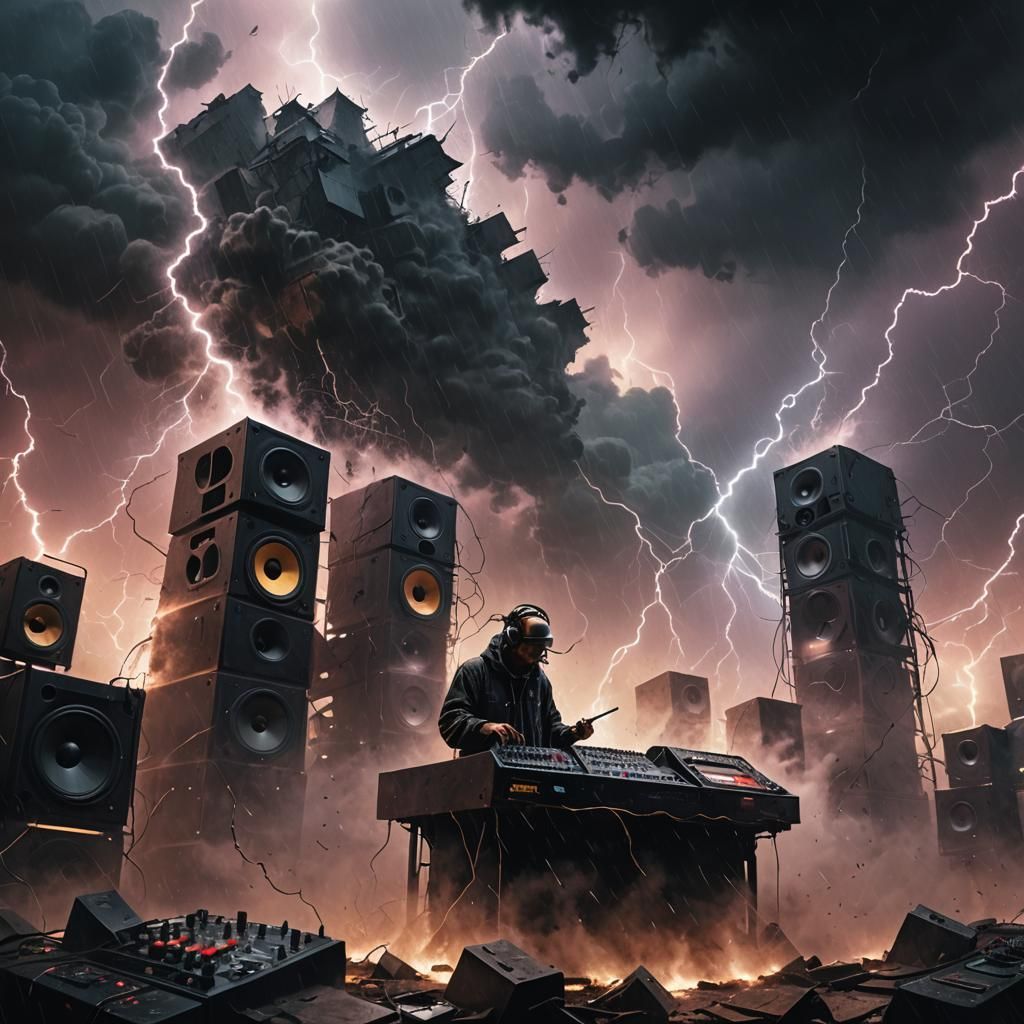 DJ Amidst Storm: A Beksiński-Inspired Matte Painting