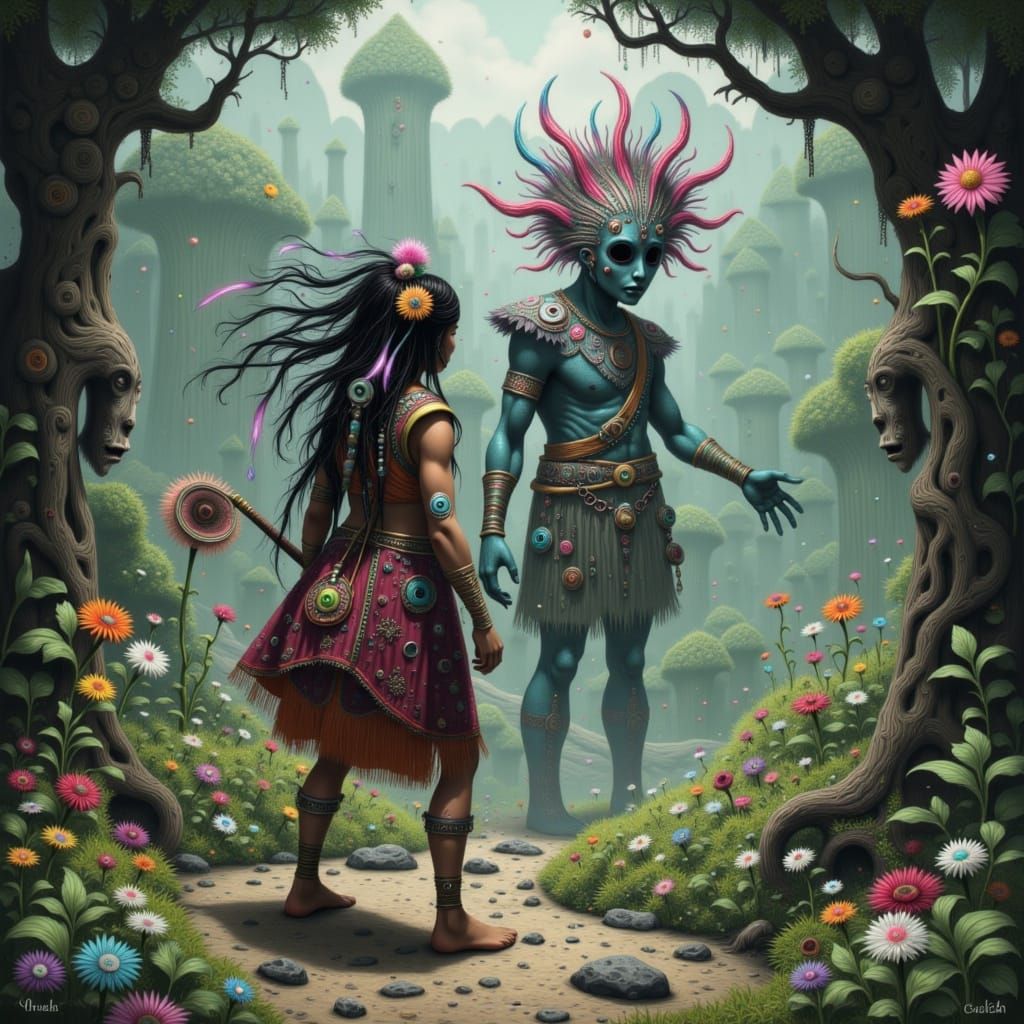 Ohlone Warrior Kaknu Battles Stone Being