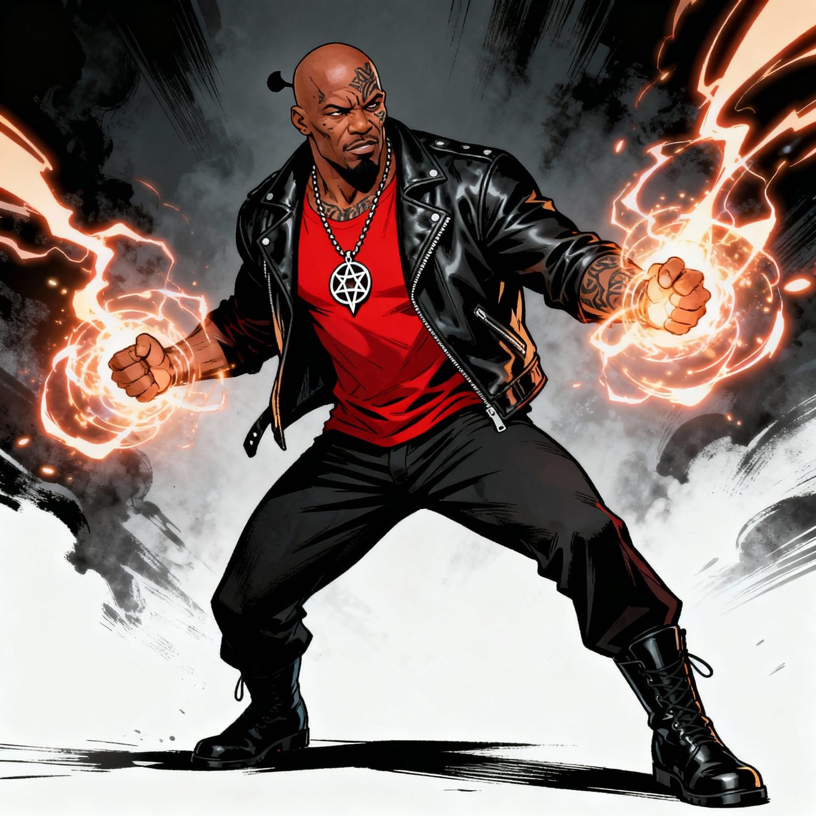 Mystical Warlock Emanating Magic Energy in Comic Art Style