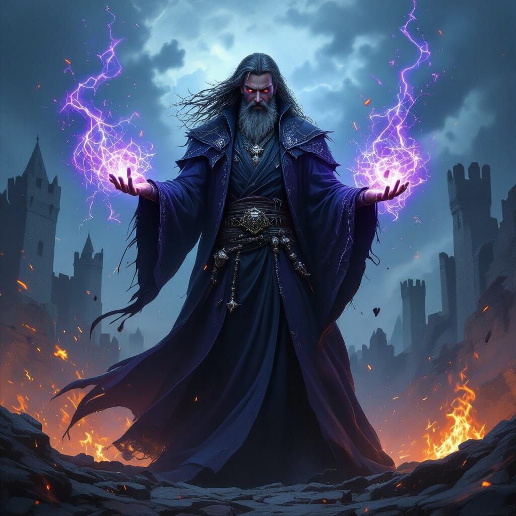 Mage of Mystical Battlefields in Dark Fantasy Style