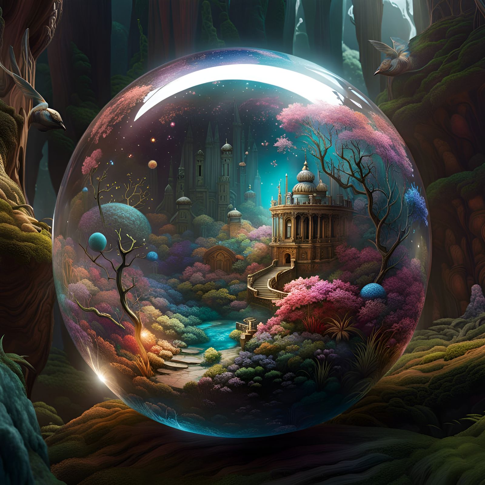 Magical world in a glass sphere