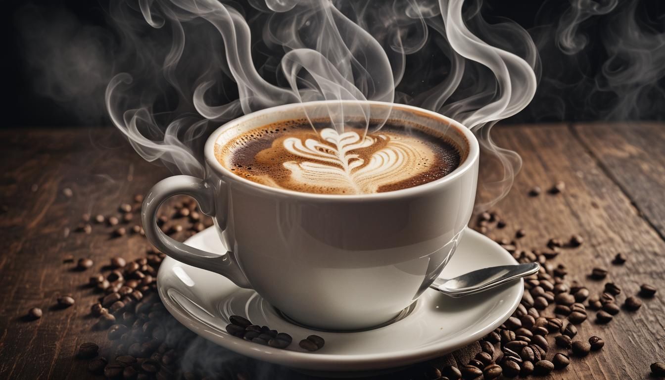 Hyperrealistic Steaming Coffee Cup in High Definition