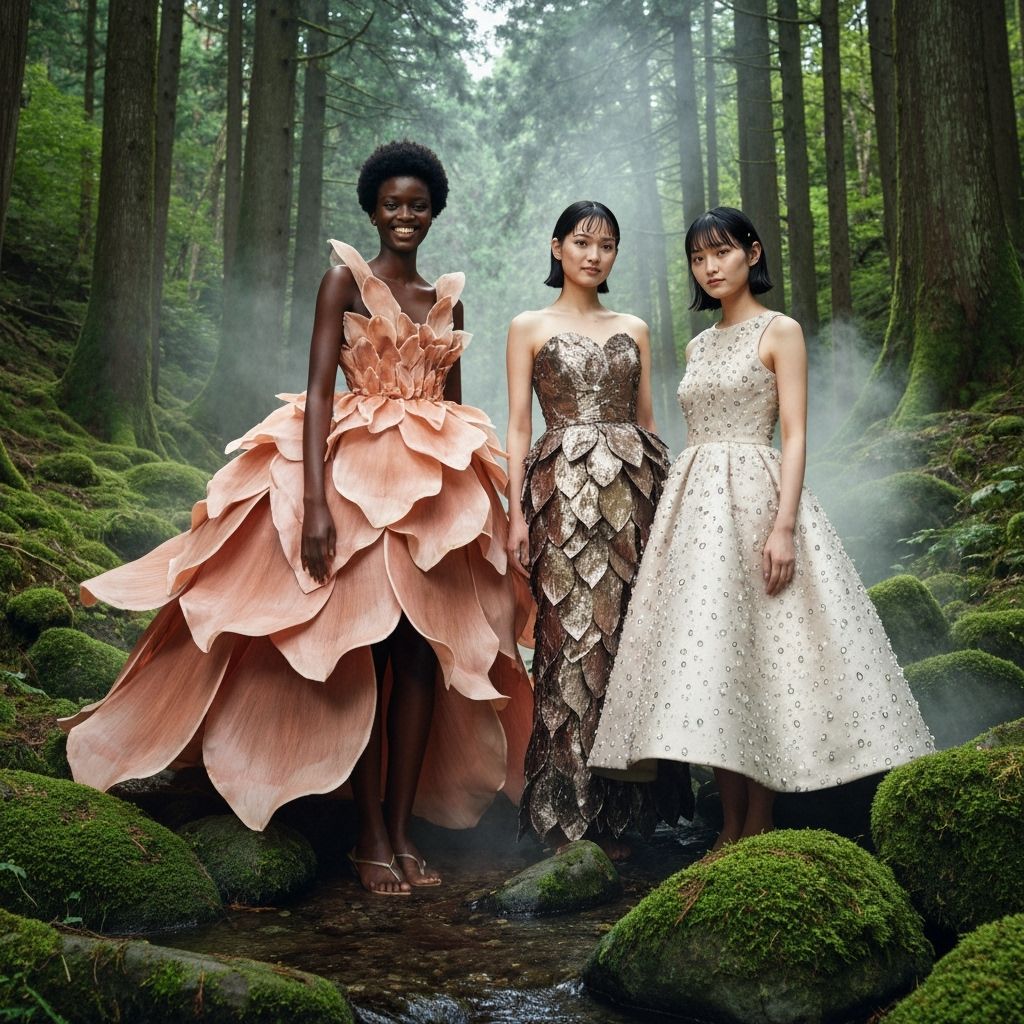 Three Women in Enchanted Forest, Studio Ghibli Inspired Dres...