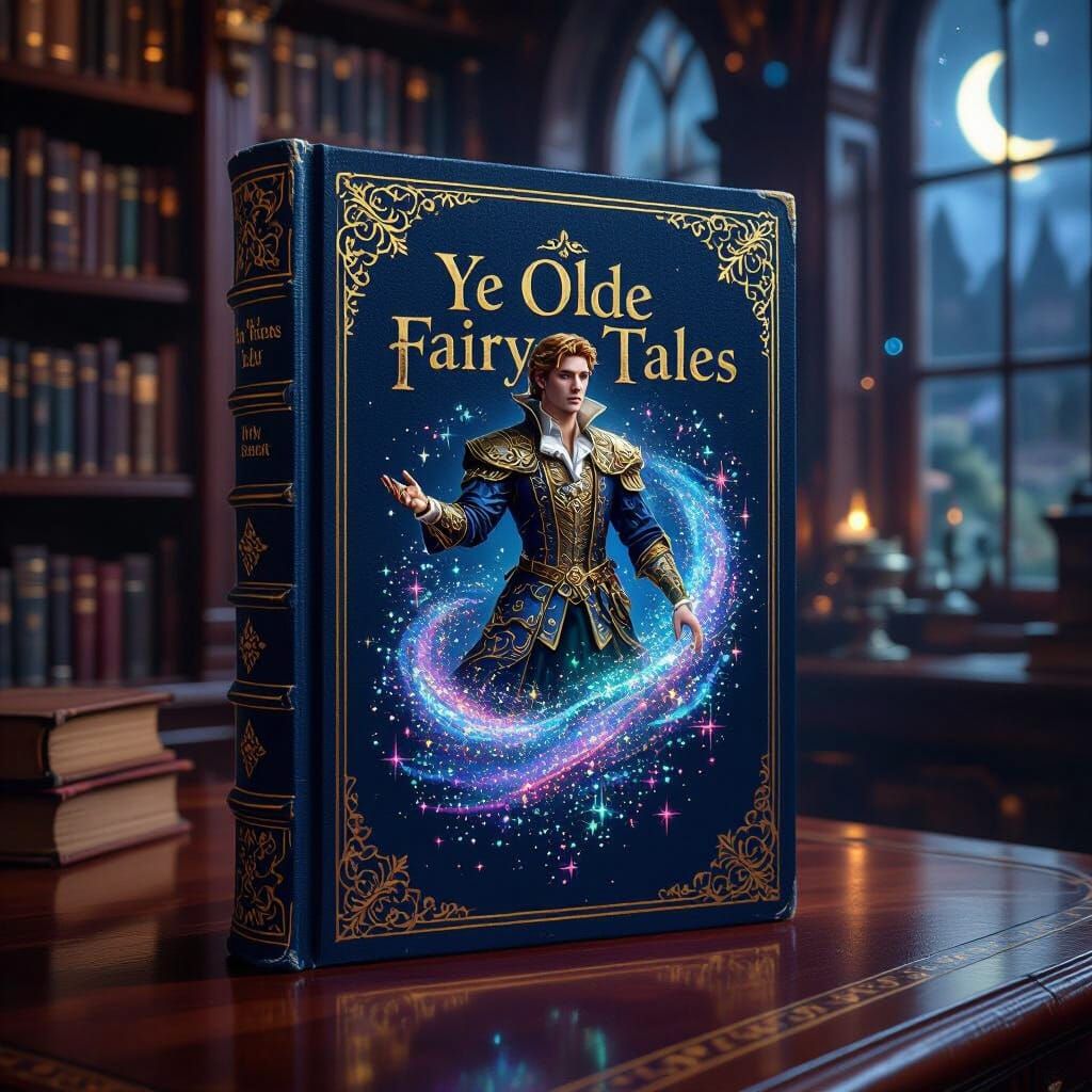 Fantasy Prince Emerges from Book in Dreamlike Style