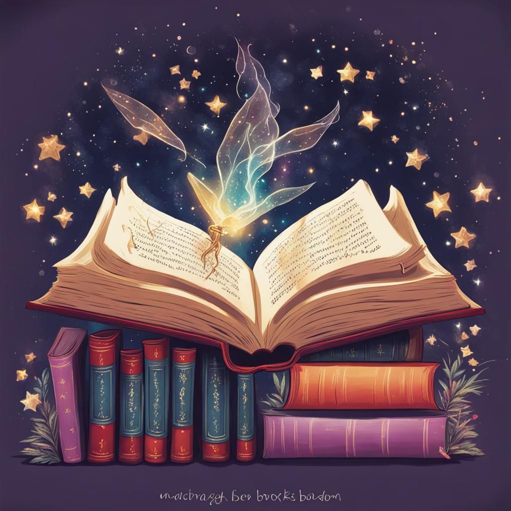 Magical Books Stack with Ornate Details