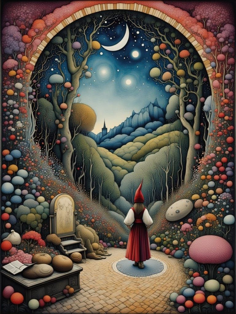 Wizard's Spell Chamber in Textured Abstract Encaustic Style