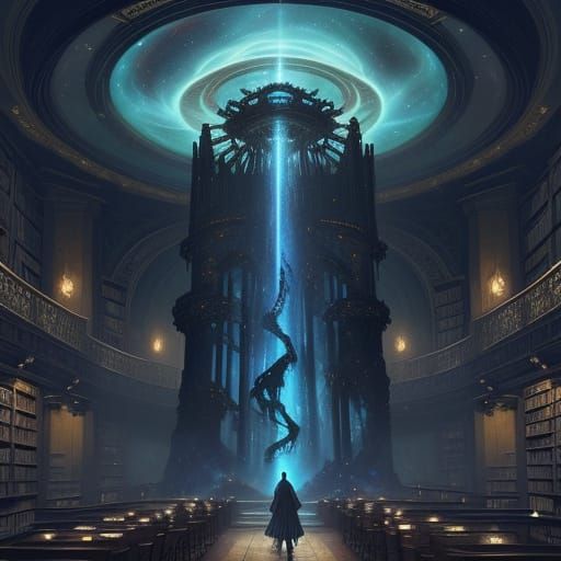 Celestial Library in Space: Fantasy Concept Art