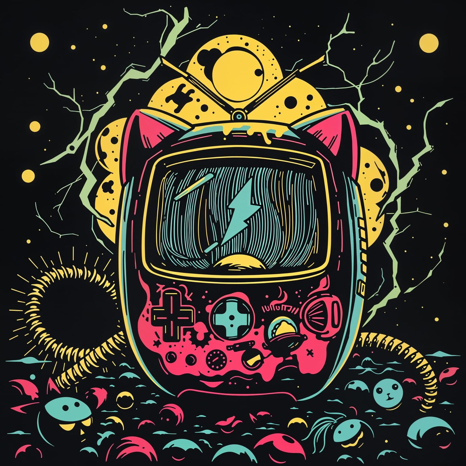 Grunge Tamagotchi Print