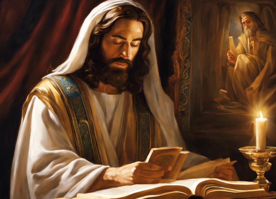 Jesus Reads from Open Torah Scroll