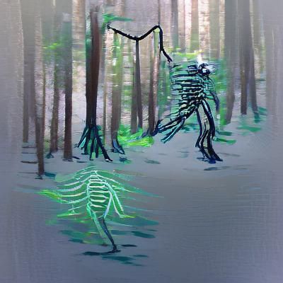 Skeletal Cryptid Emerges from Forest