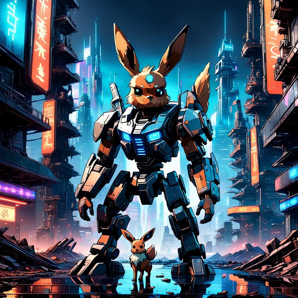 Sci-Fi Mech in Revolution-Ravaged Cityscape