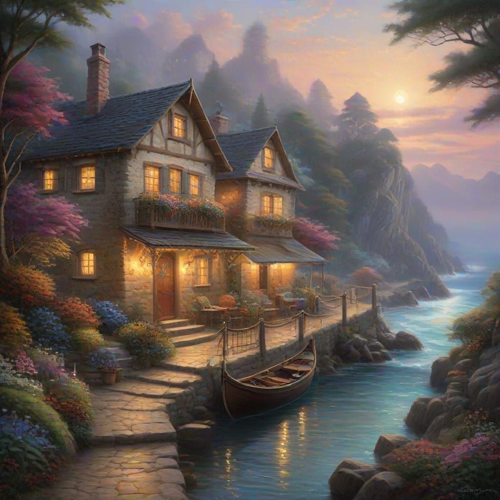 Mermaid Emerges from Shell, Sits on Rock Singing to the Wind