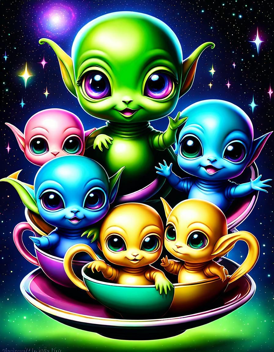 Adorable Alien Invasion in their Saucers