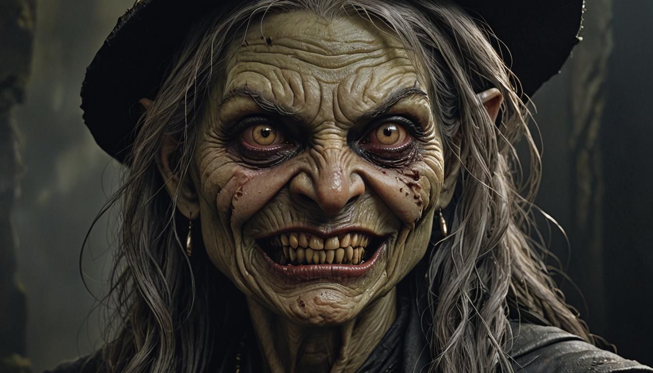 Sinister Witch Portrait in Dark Fantasy Realism