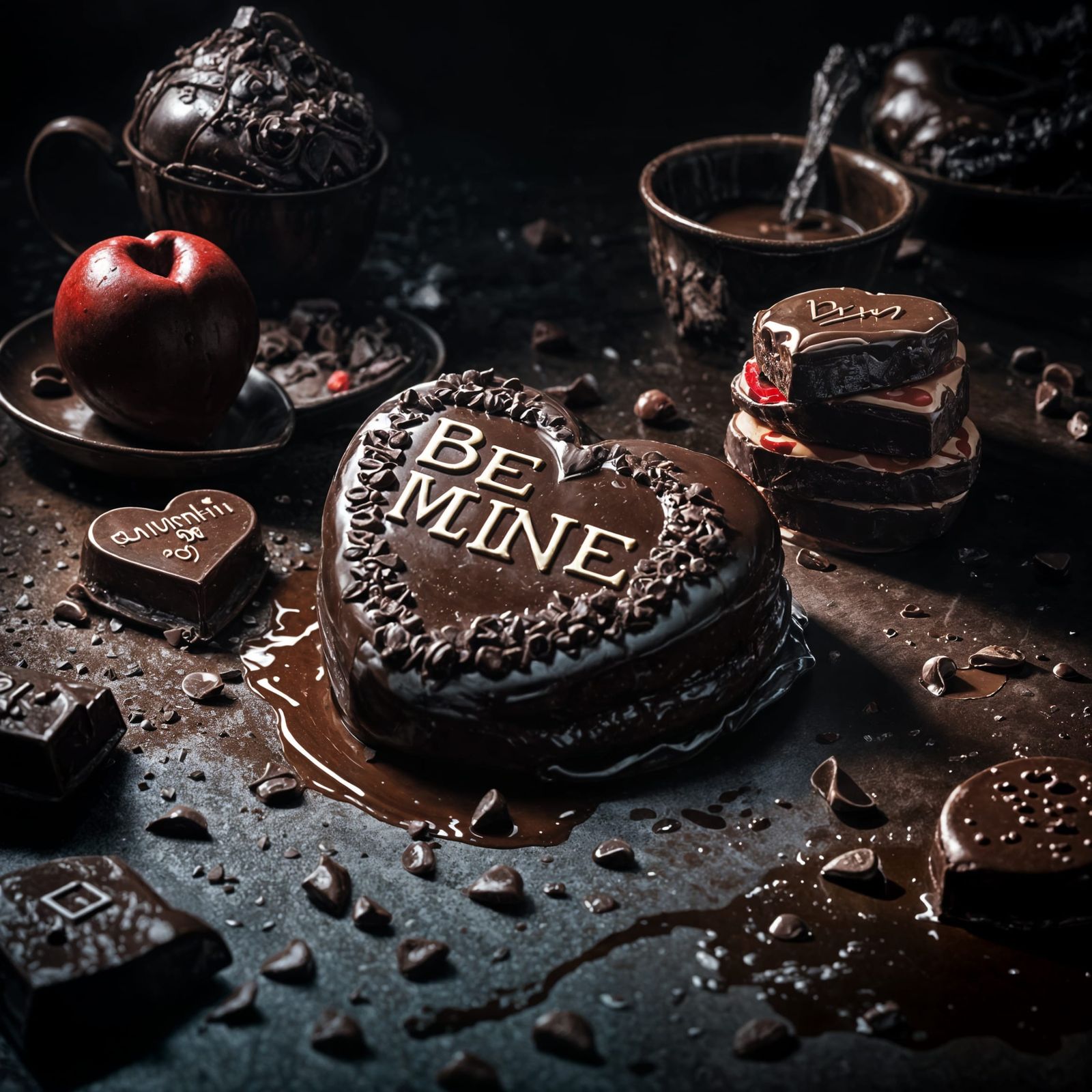 Romantic Dark Chocolate Conversation Heart