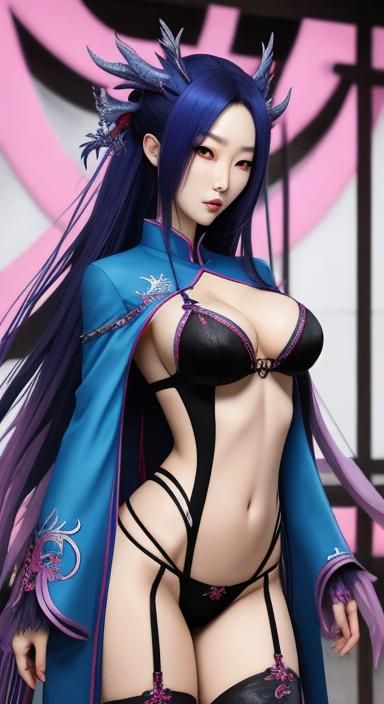 Korean Girl with Dragon: Fantasy Character Art