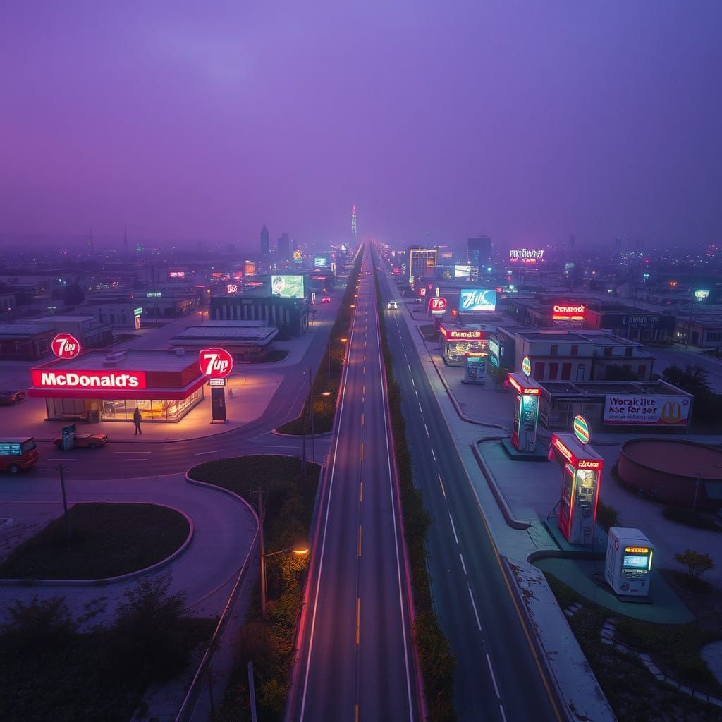 Surreal Retrofuturistic Townscape in Pastel Hues