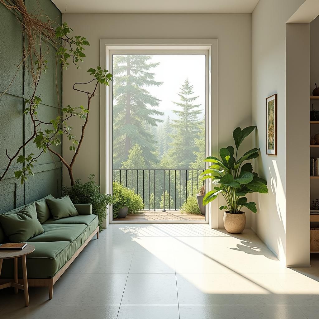 Sunlit Loft View Through Large Window
