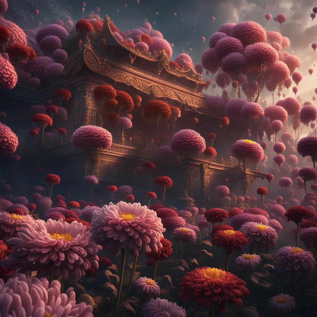Fantastical Chrysanthemums in Detailed Matte Painting