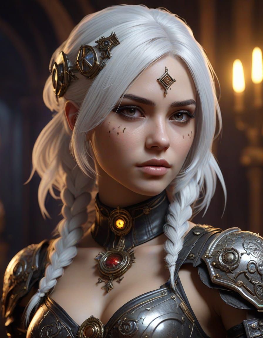 Steampunk Masquerade Girl with Glowing Runes